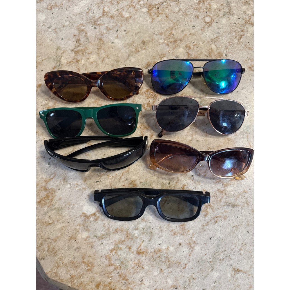 Mixed Sunglasses Lot 7 Pairs Pugs US Space Force Iowa Wild RealD 3D Aviator Wrap